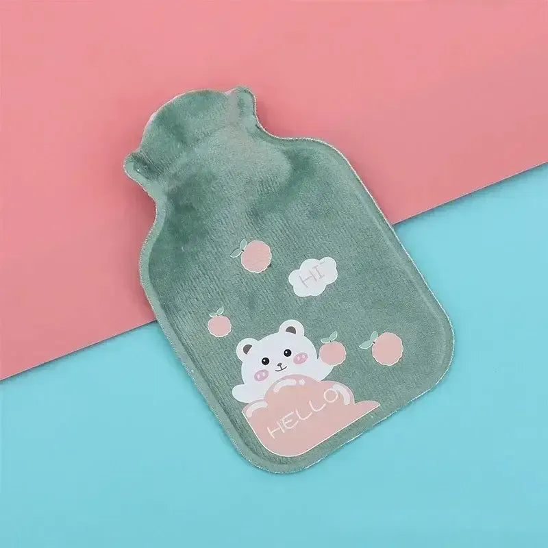 Bouillotte Eau Chaude avec Housse Douce Mignonne - Hello Ours Sauge