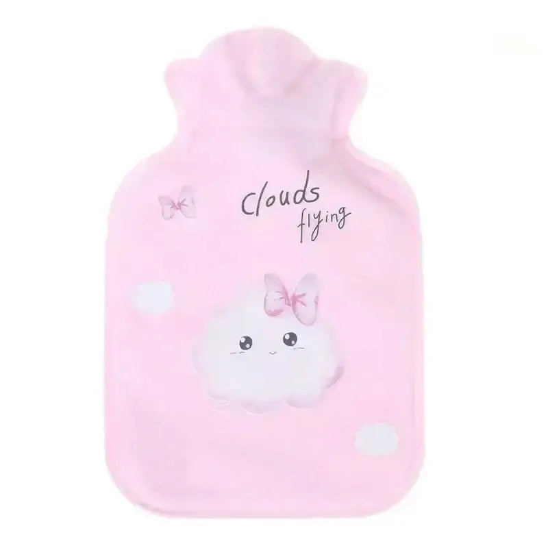 Bouillotte Eau Chaude avec Housse Douce Mignonne - Nuage Rose Doux