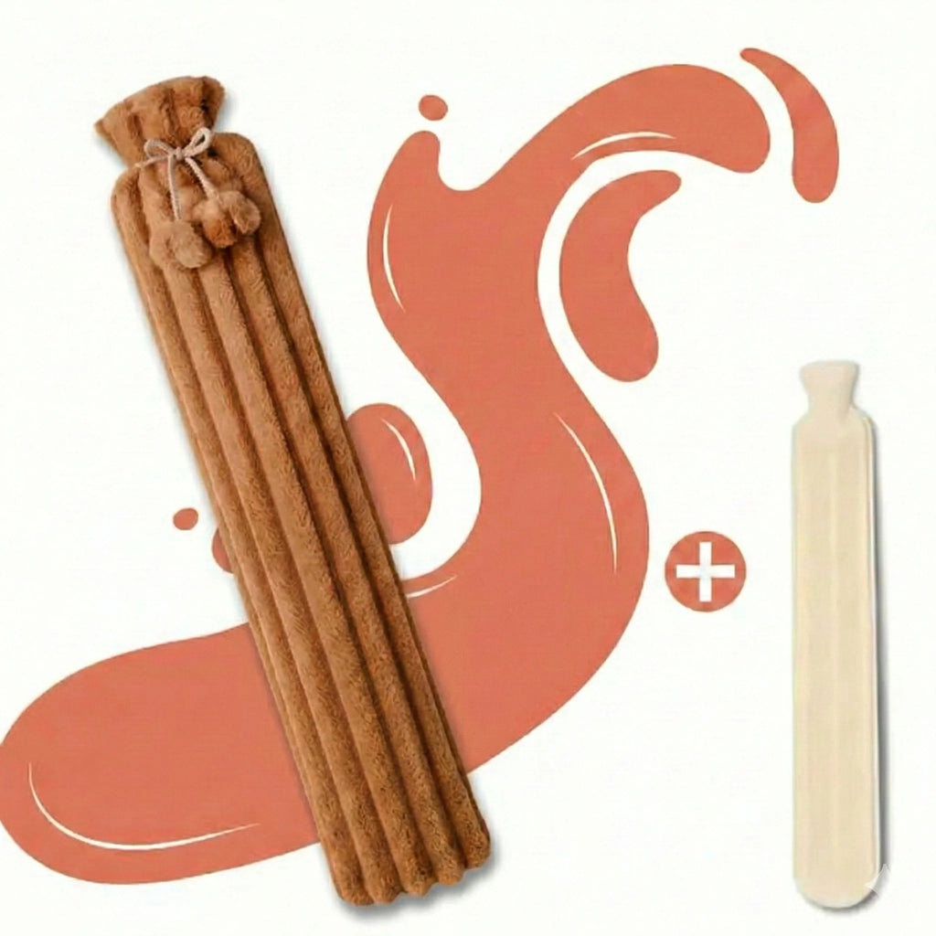 Bouillotte-Longue-XL-Housse-Douce-3250-ML-Marron-Cotelee