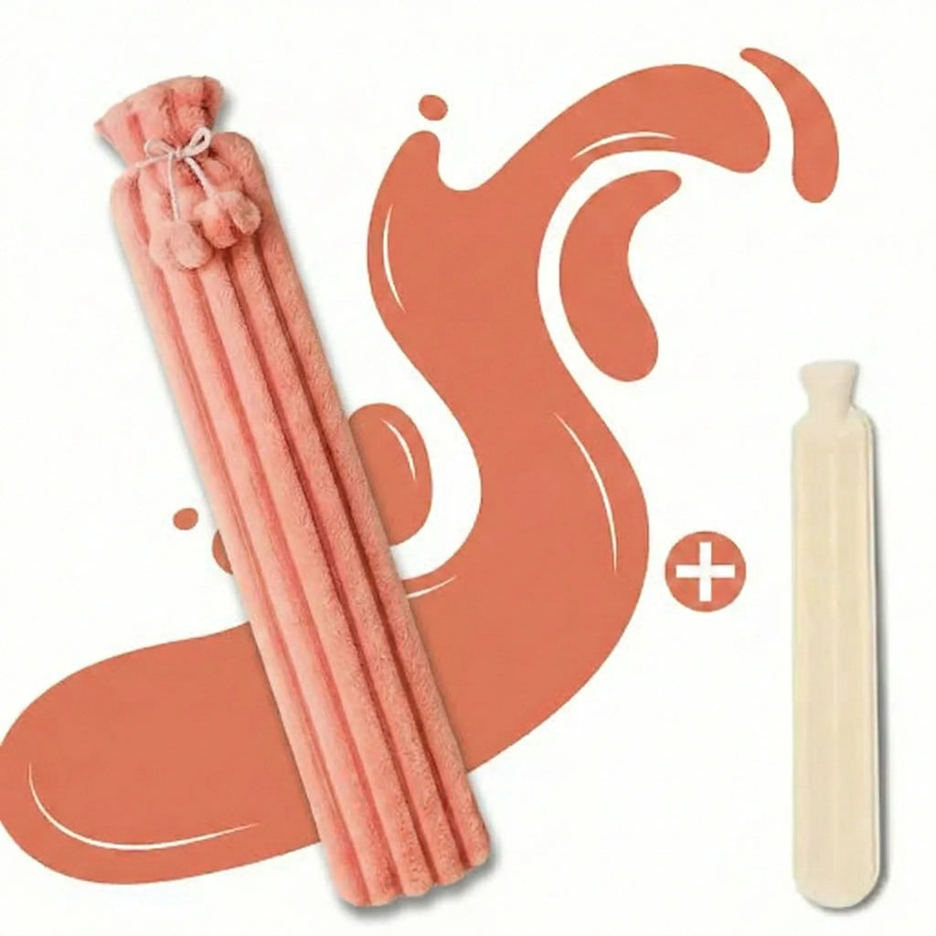 Bouillotte-Longue-XL-Housse-Douce-3250-ML-Rose-Cotelee