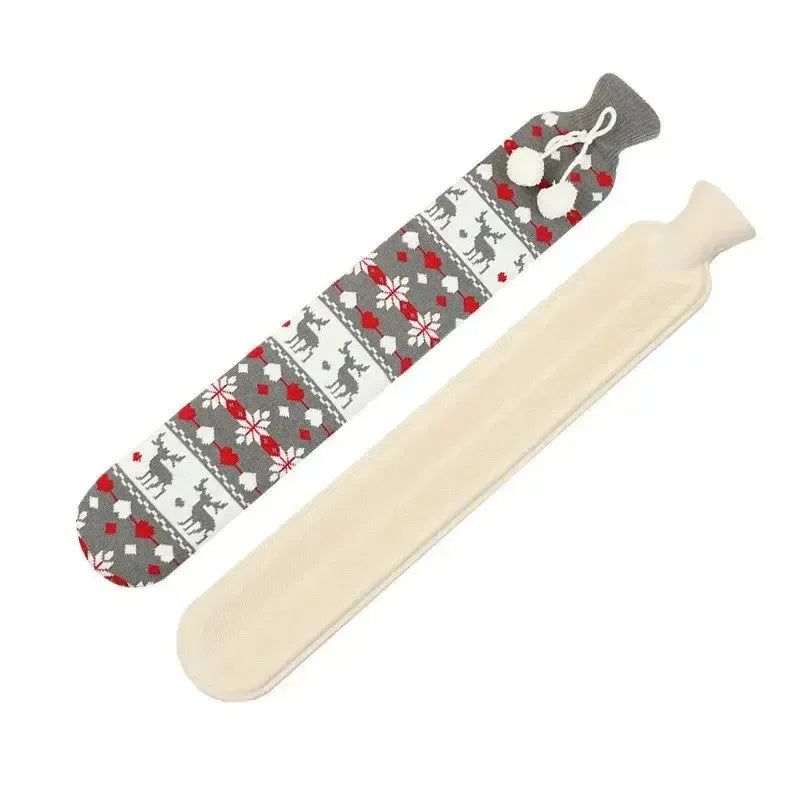 Bouillotte Longue avec Housse Tricotée 1 Litres - Soulage Cou, Dos & Lombaires