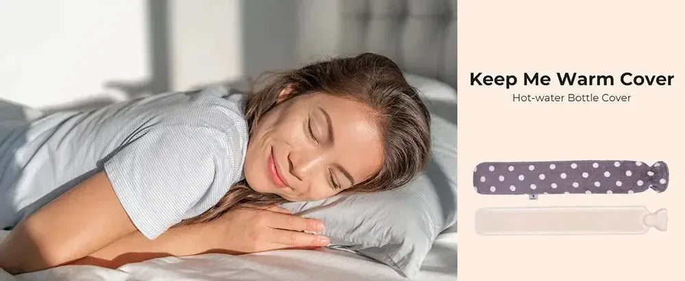 Bouillotte Longue avec Housse Tricotée 2 Litres - Soulage Cou, Dos & Lombaires