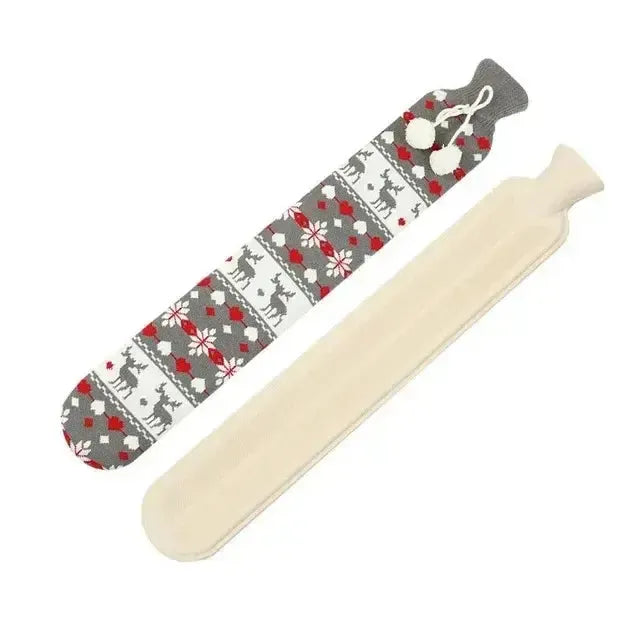 Bouillotte Longue avec Housse Tricotée 2 Litres - Soulage Cou, Dos & Lombaires