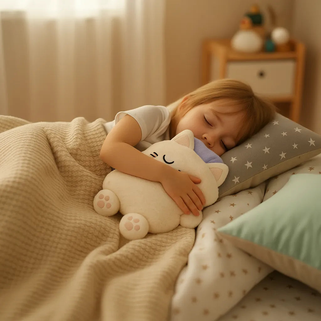 Bouillotte Peluche Chaton Lila Doux Rêve