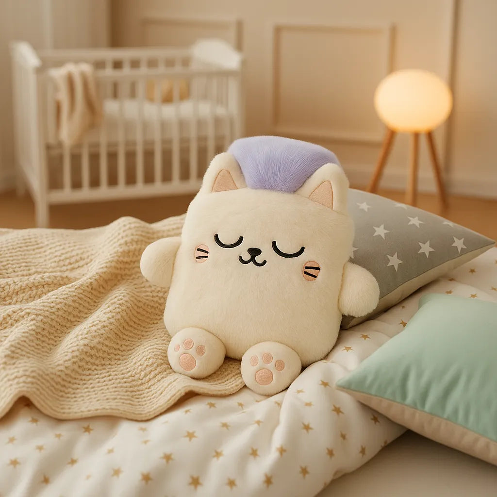 Bouillotte Peluche Chaton Lila Doux Rêve