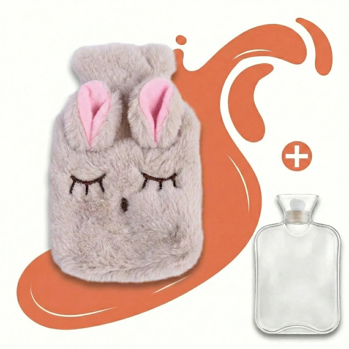 Bouillotte-Peluche-Kawaii-Lapin-Housse-Ultra-Douce-Confort-Beige