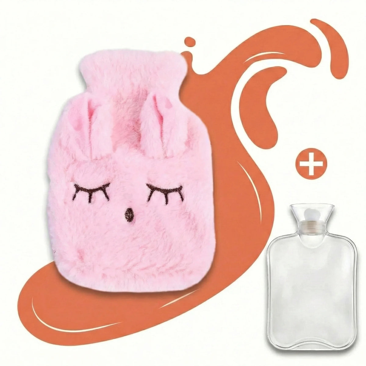 Bouillotte-Peluche-Kawaii-Lapin-Housse-Ultra-Douce-Confort-Rose