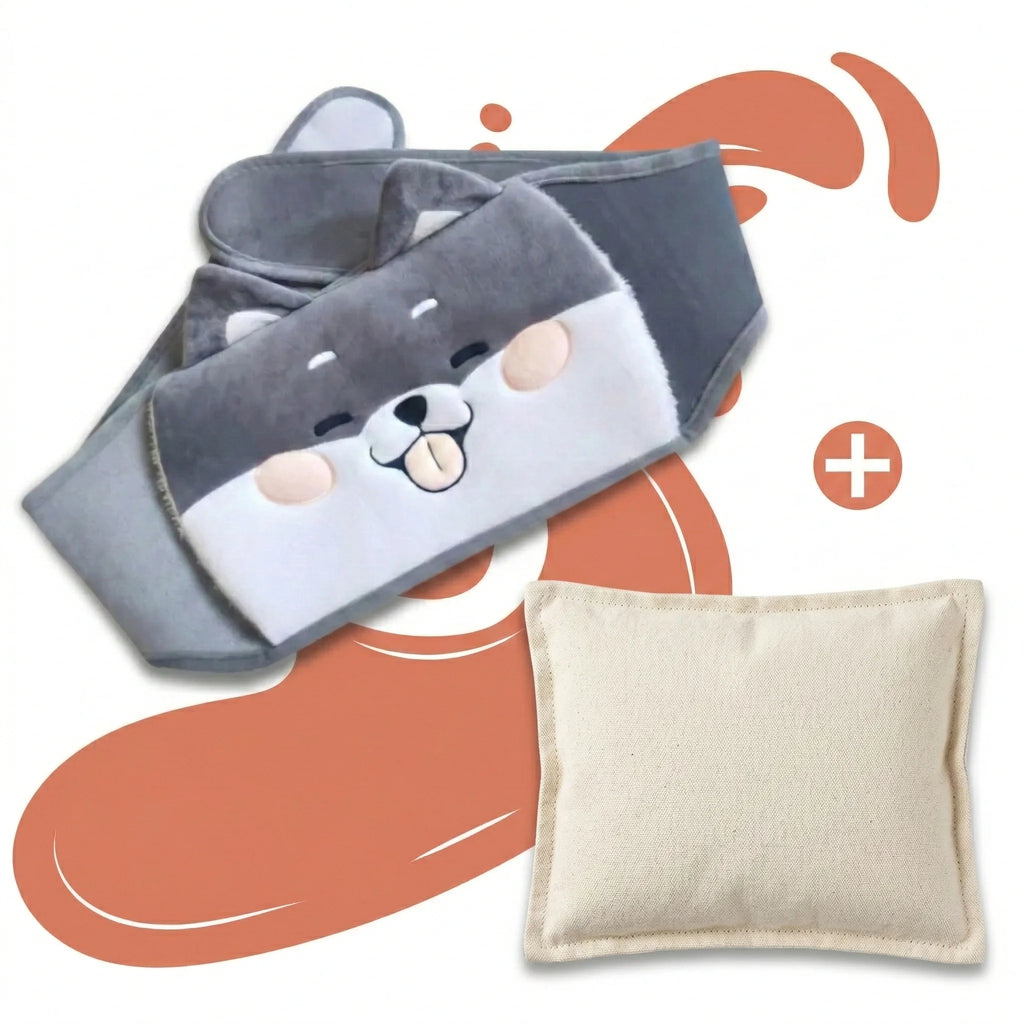 Bouillotte Micro-Ondes Ceinture Chauffante Peluche | Chien ou Chat Mignon