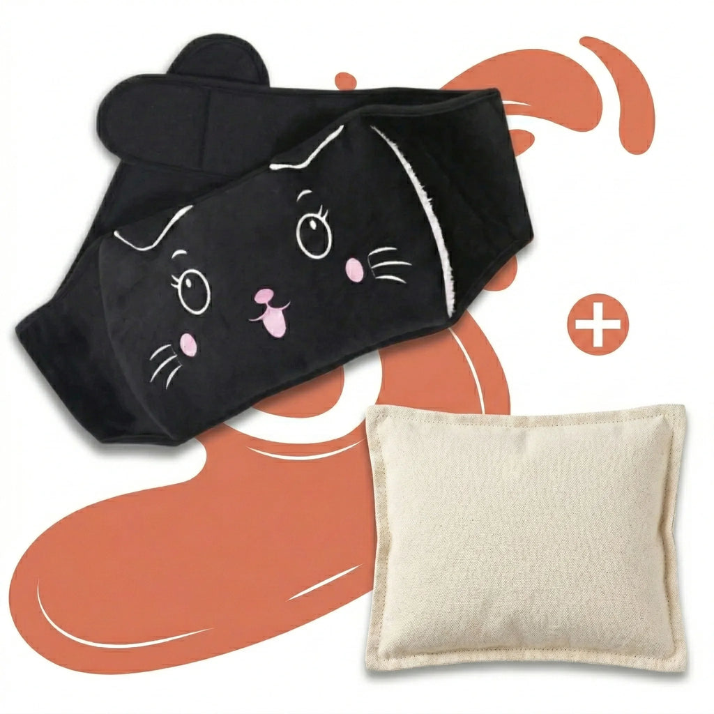 Bouillotte Micro-Ondes Ceinture Chauffante Peluche | Chien ou Chat Mignon