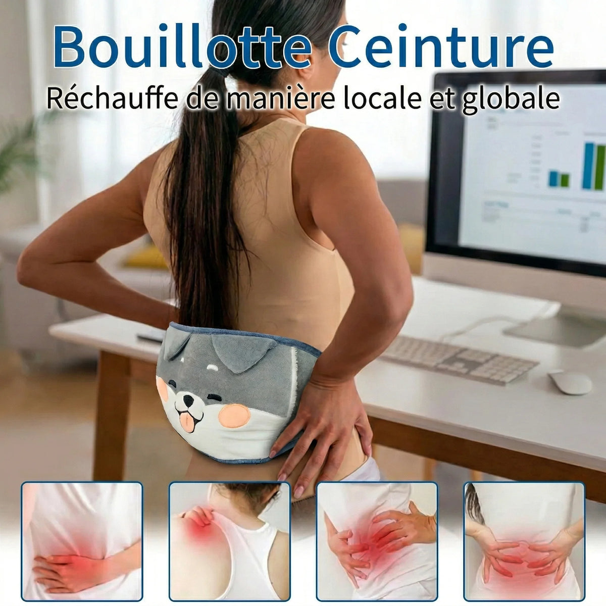 Bouillotte Micro-Ondes Ceinture Chauffante Peluche | Chien ou Chat Mignon