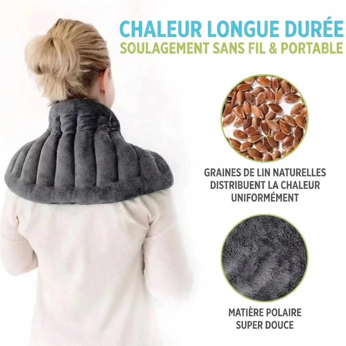 Bouillotte Cervicale Micro-Ondes pour Nuque et Épaules | Coussin Chauffant Doux