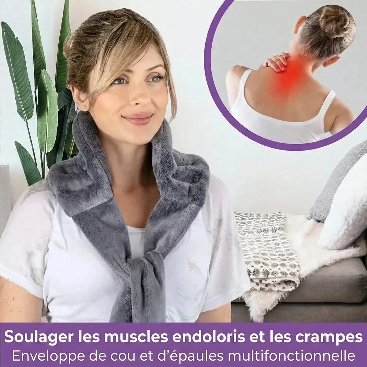 Bouillotte Cervicale Micro-Ondes pour Nuque et Épaules | Coussin Chauffant Doux