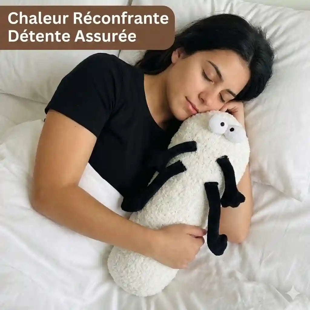 Bouillotte Peluche fun drôle de bébête blanche