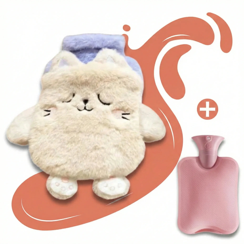 Bouillotte peluche à eau 750 ml | 4h de chaleur, animaux Kawaii (Panda, Ourson, Chiot, Chaton, Lapinou)
