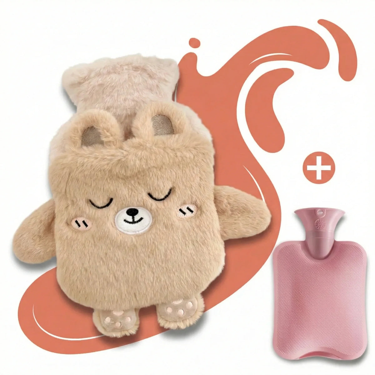 Bouillotte peluche à eau 750 ml | 4h de chaleur, animaux Kawaii (Panda, Ourson, Chiot, Chaton, Lapinou)