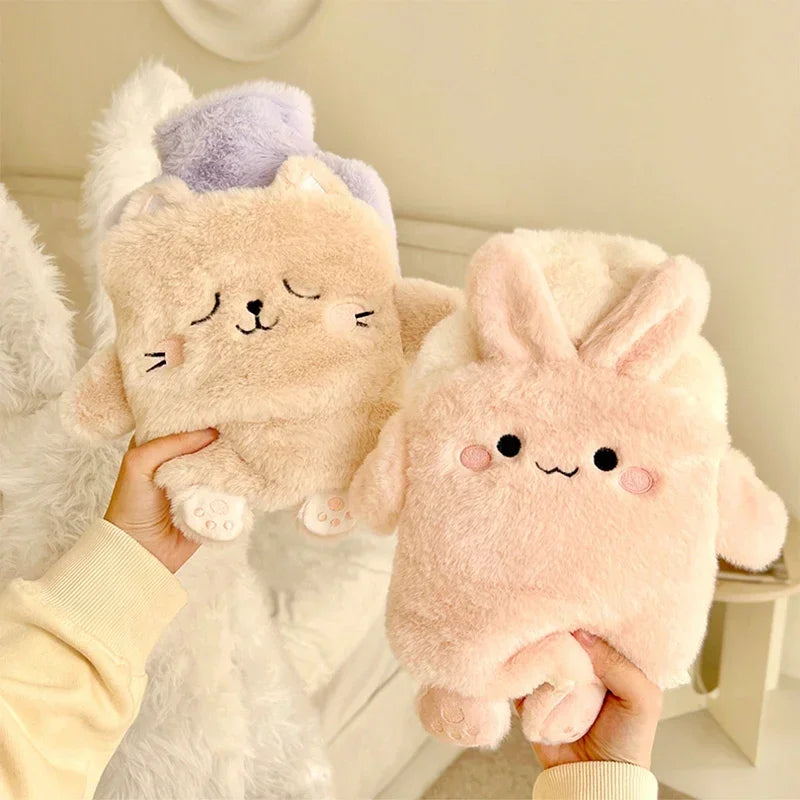 Bouillotte_Peluche_A_Eau_750ML_Animaux_Kawaii_Chaton_Lapin