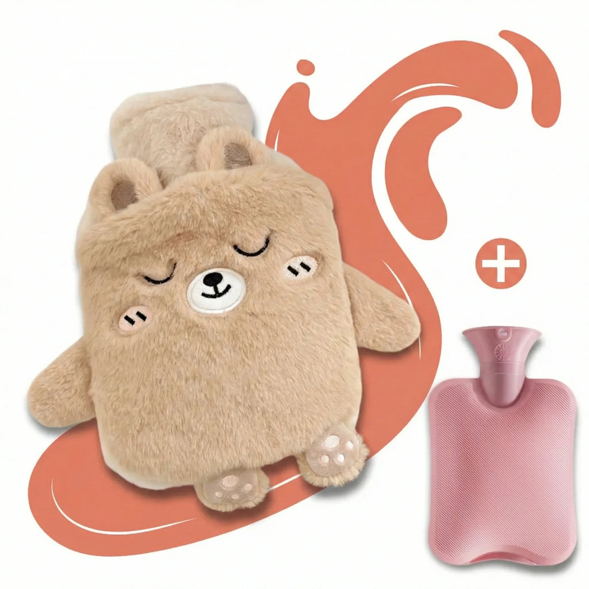 Bouillotte peluche à eau 750 ml | 4h de chaleur, animaux Kawaii (Panda, Ourson, Chiot, Chaton, Lapinou)