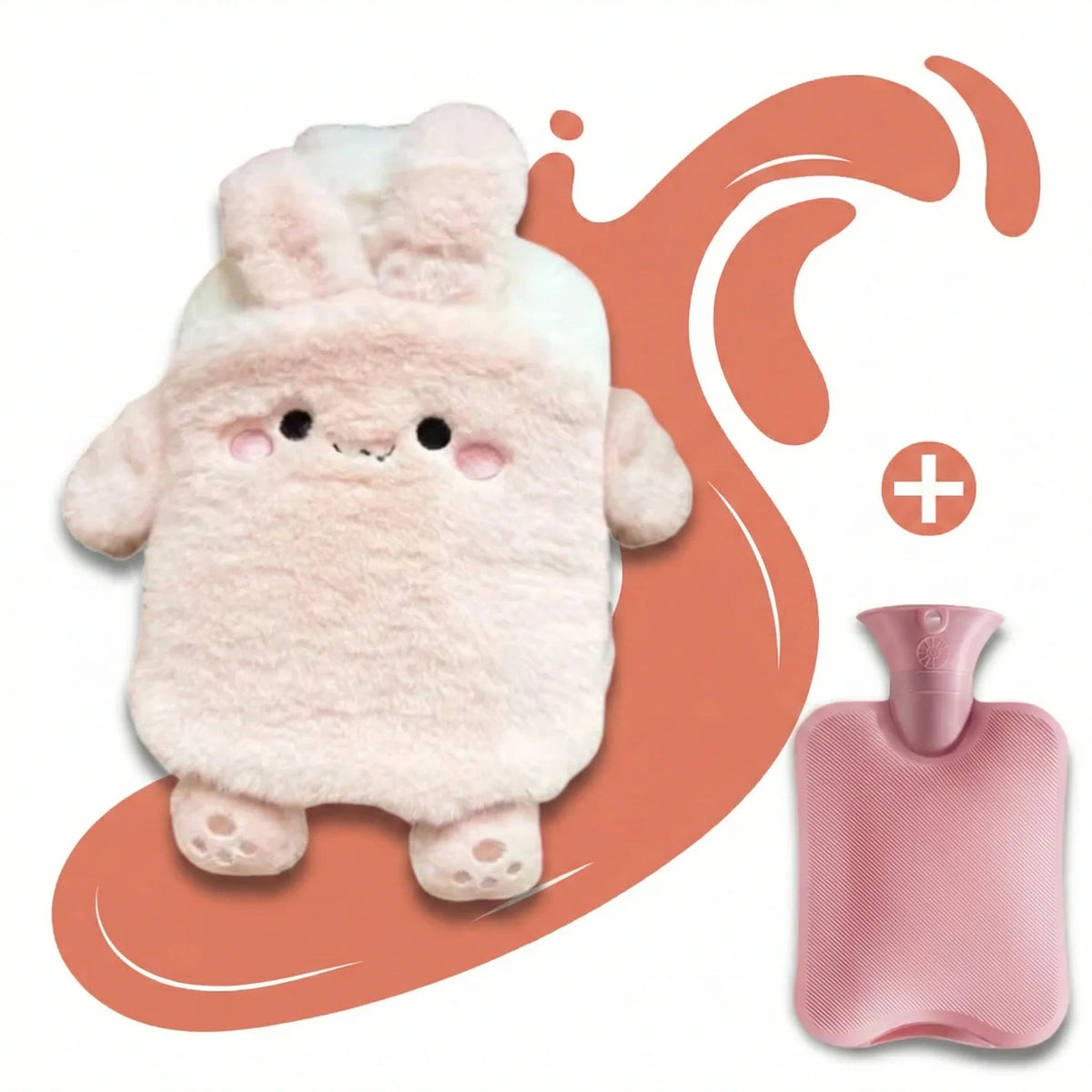 Bouillotte peluche à eau 750 ml | 4h de chaleur, animaux Kawaii (Panda, Ourson, Chiot, Chaton, Lapinou)
