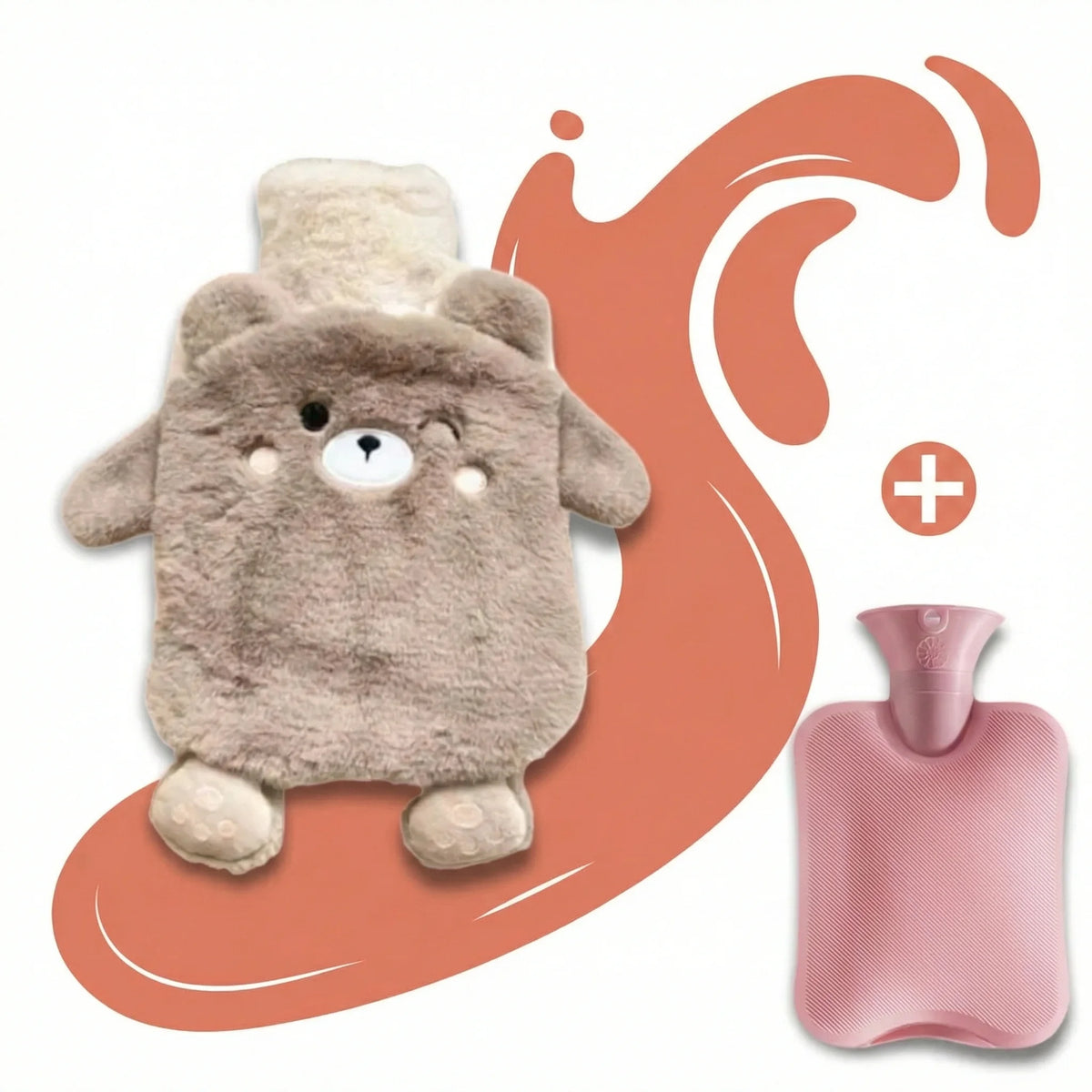 Bouillotte peluche à eau 750 ml | 4h de chaleur, animaux Kawaii (Panda, Ourson, Chiot, Chaton, Lapinou)