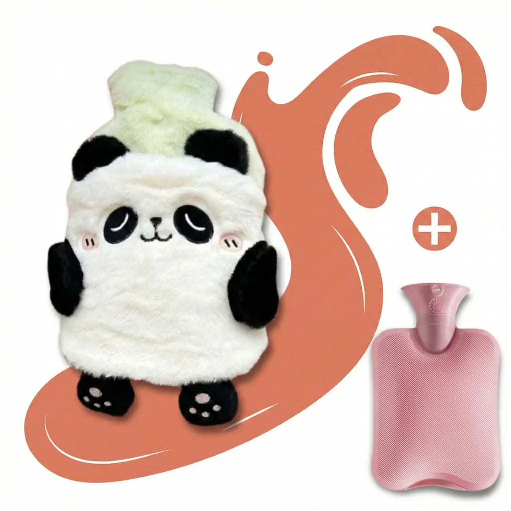 Bouillotte peluche à eau 750 ml | 4h de chaleur, animaux Kawaii (Panda, Ourson, Chiot, Chaton, Lapinou)