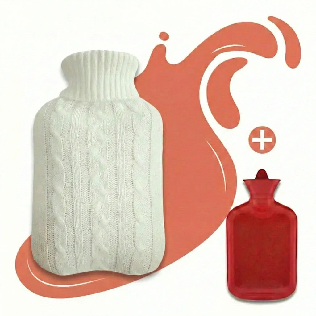 Grosse Bouillotte à Eau 2L avec Housse Tricotée – Chaleur Douce & Sensation Cocooning