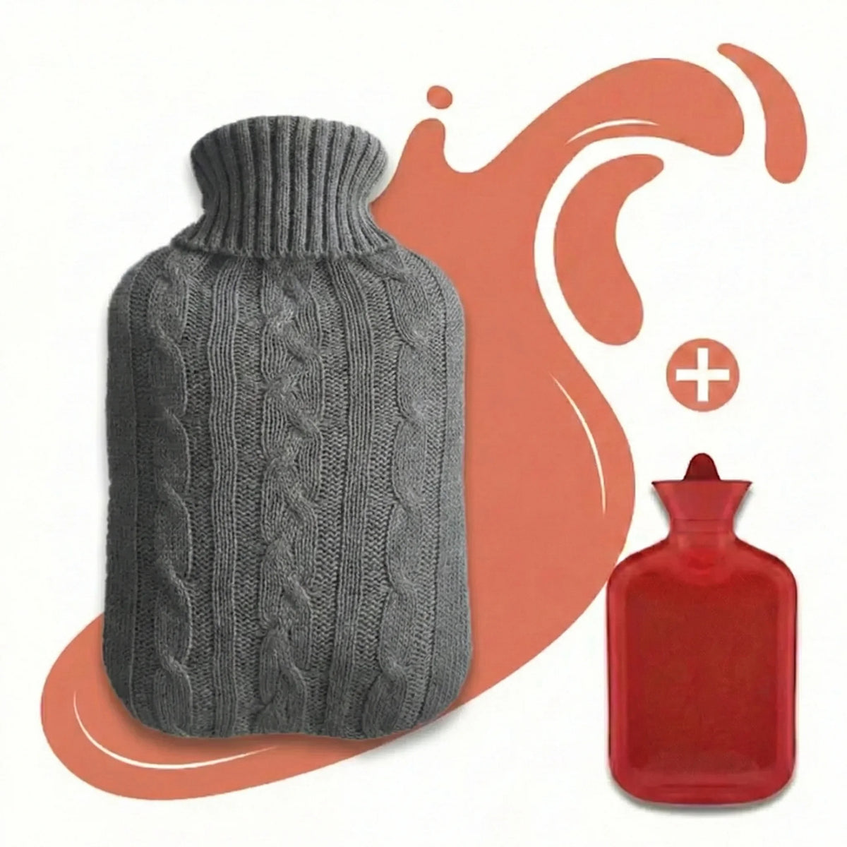Grosse Bouillotte à Eau 2L avec Housse Tricotée – Chaleur Douce & Sensation Cocooning