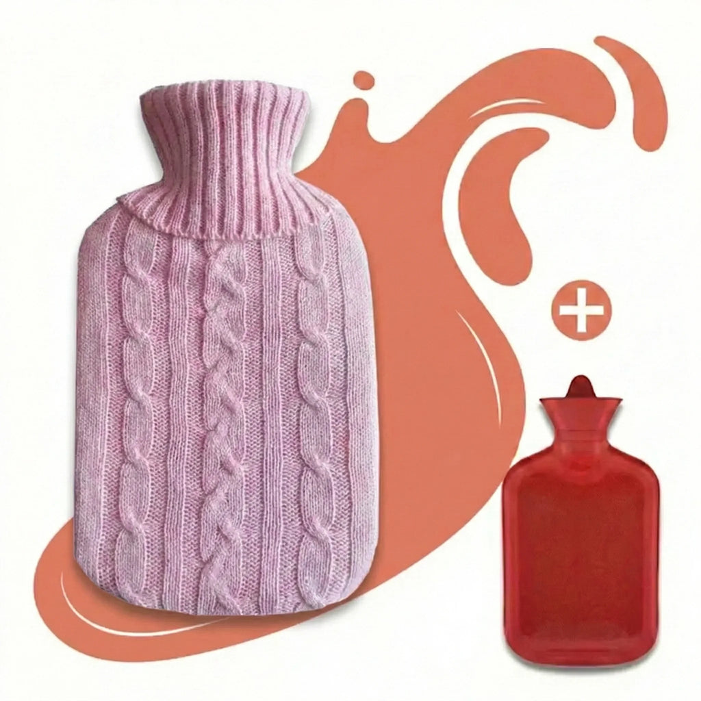 Grosse Bouillotte à Eau 2L avec Housse Tricotée – Chaleur Douce & Sensation Cocooning