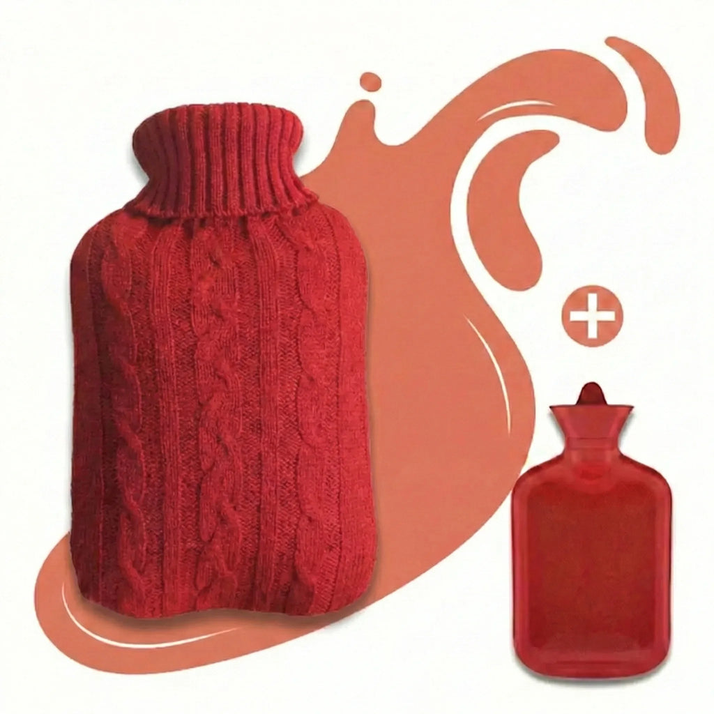 Grosse Bouillotte à Eau 2L avec Housse Tricotée – Chaleur Douce & Sensation Cocooning