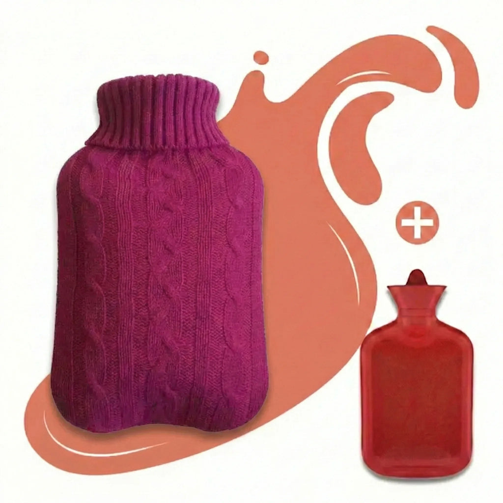 Grosse Bouillotte à Eau 2L avec Housse Tricotée – Chaleur Douce & Sensation Cocooning